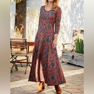 NWT Soft Surroundings Alcott Maxi Multi Floral Flowy Dress with Slits Size Small